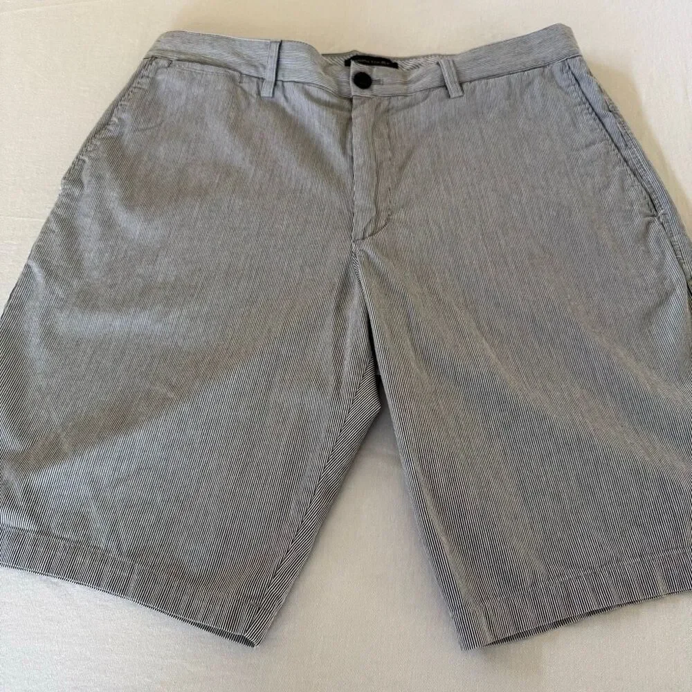 Banana Republic Striped Shorts | Mens 34 | Blue White Stripes | Cotton Flat Fron